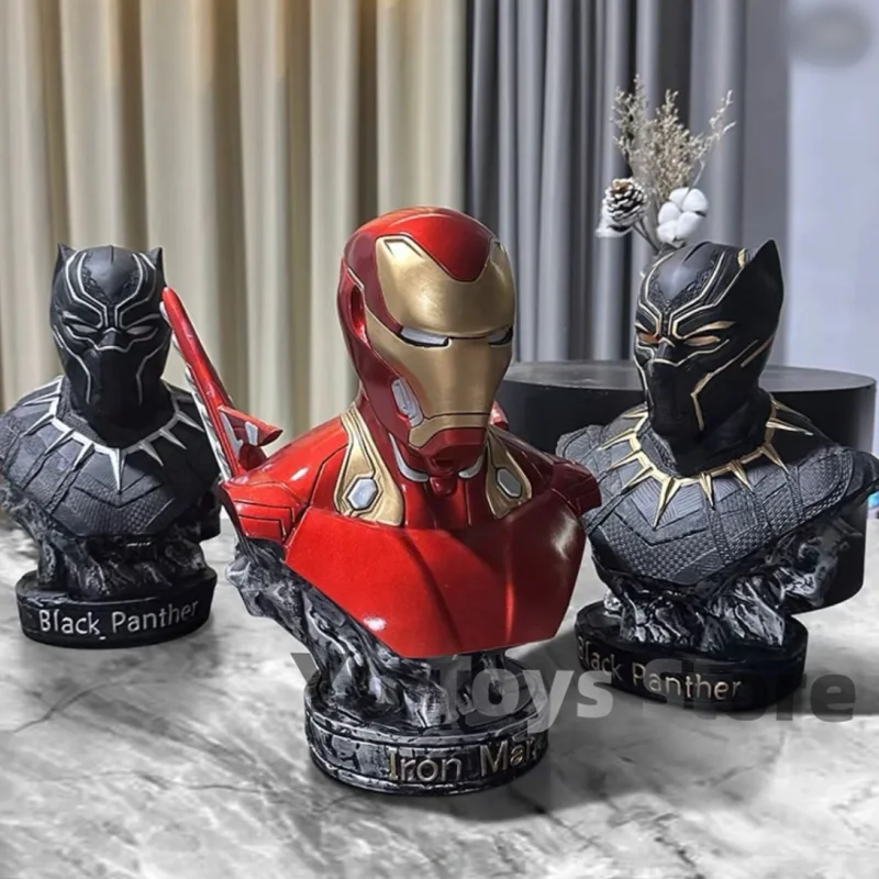 New Marvel Avengers Iron Man Panther Bust Statue Peripheral 1:1 Large Figure Living Room Ornament Collectable Toy Gift