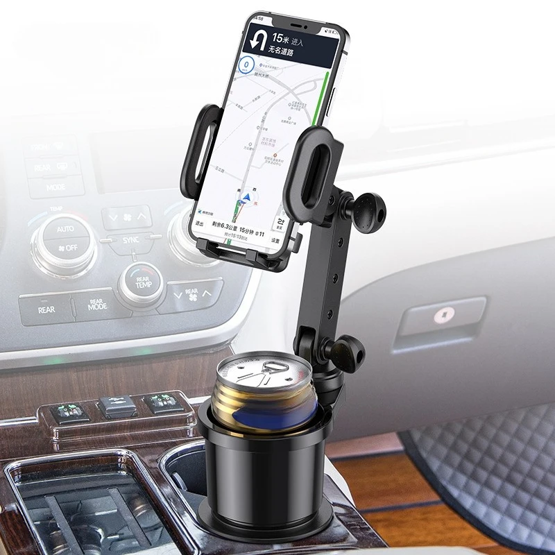 

Car Cup Holder Expander with Cell Phone Mount 360 Rotation Cup Holder Expander Smartphone Mount Auto Interior Accessories