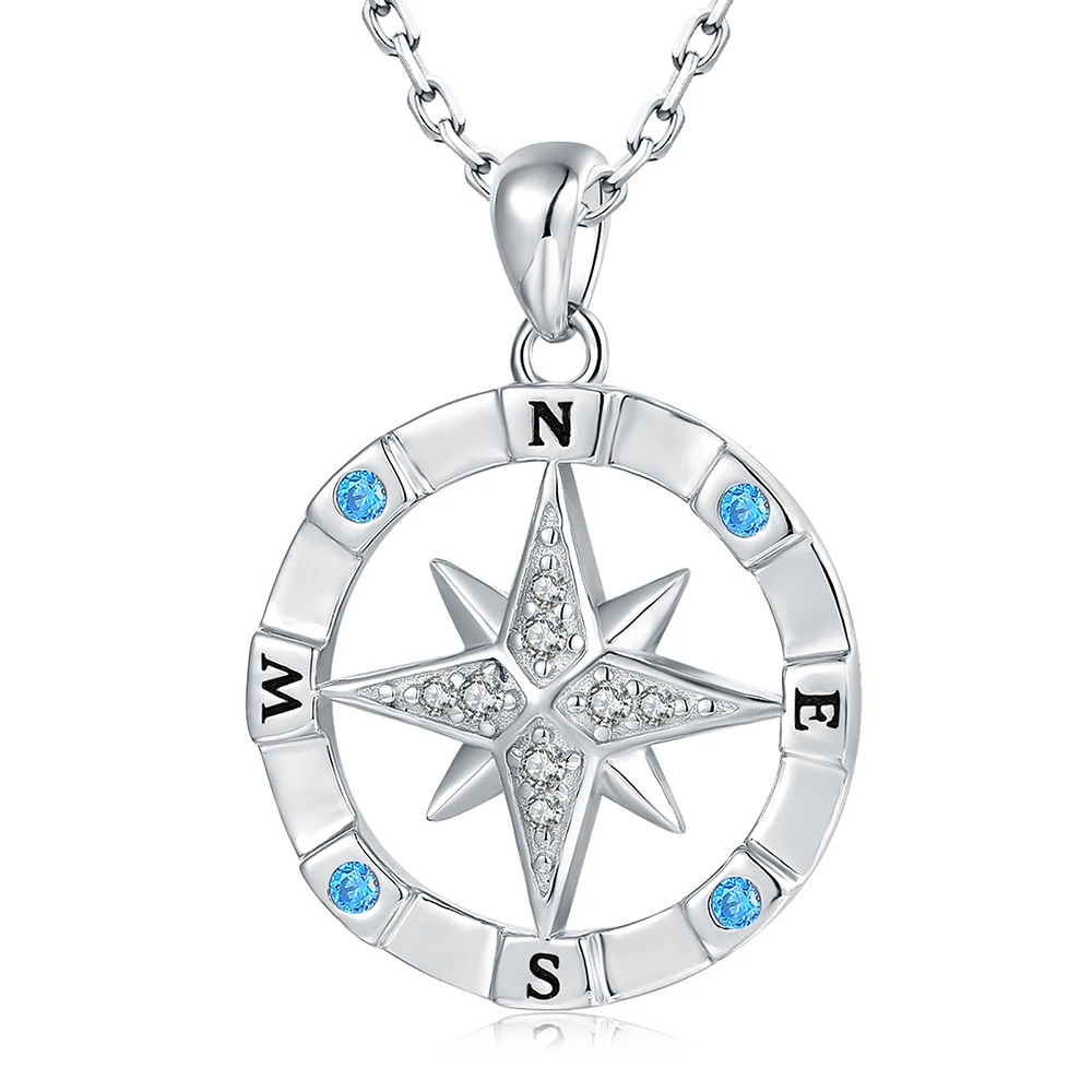 Sterling Silver Opal Inspirational Nautical Dream Compass Pendant Necklace for Women Mother Day and Graduation Jewelry Gift 2022