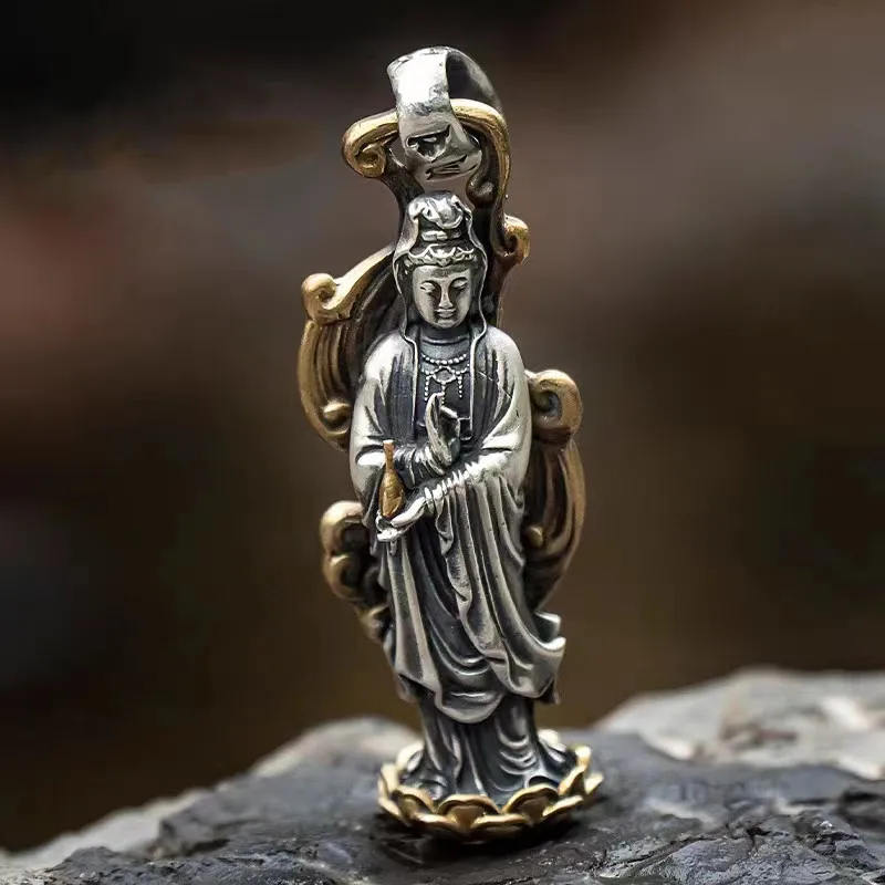 Classic Avalokitesvara Buddha Statue Pendant Necklace Men Women Buddhist Wealth Lucky Jewelry Anniversary Gift
