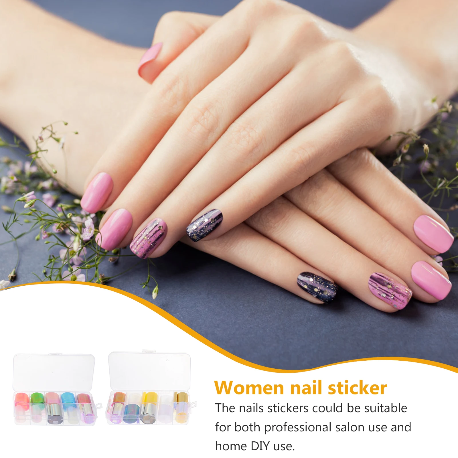 

2Set Sky Stickers Stylish Nail Art Decals Shiny Creative Manicure Decor Assorted Color Professional Home DIY Lightweight