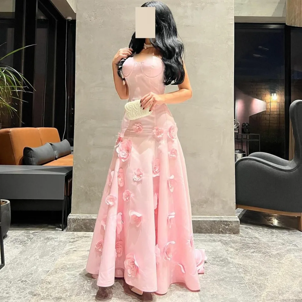 

Customized Formal Dress Evening Prom Gown Women Pink 3d Flowers Long Es Wedding Party Birthday Luxury Floor-L