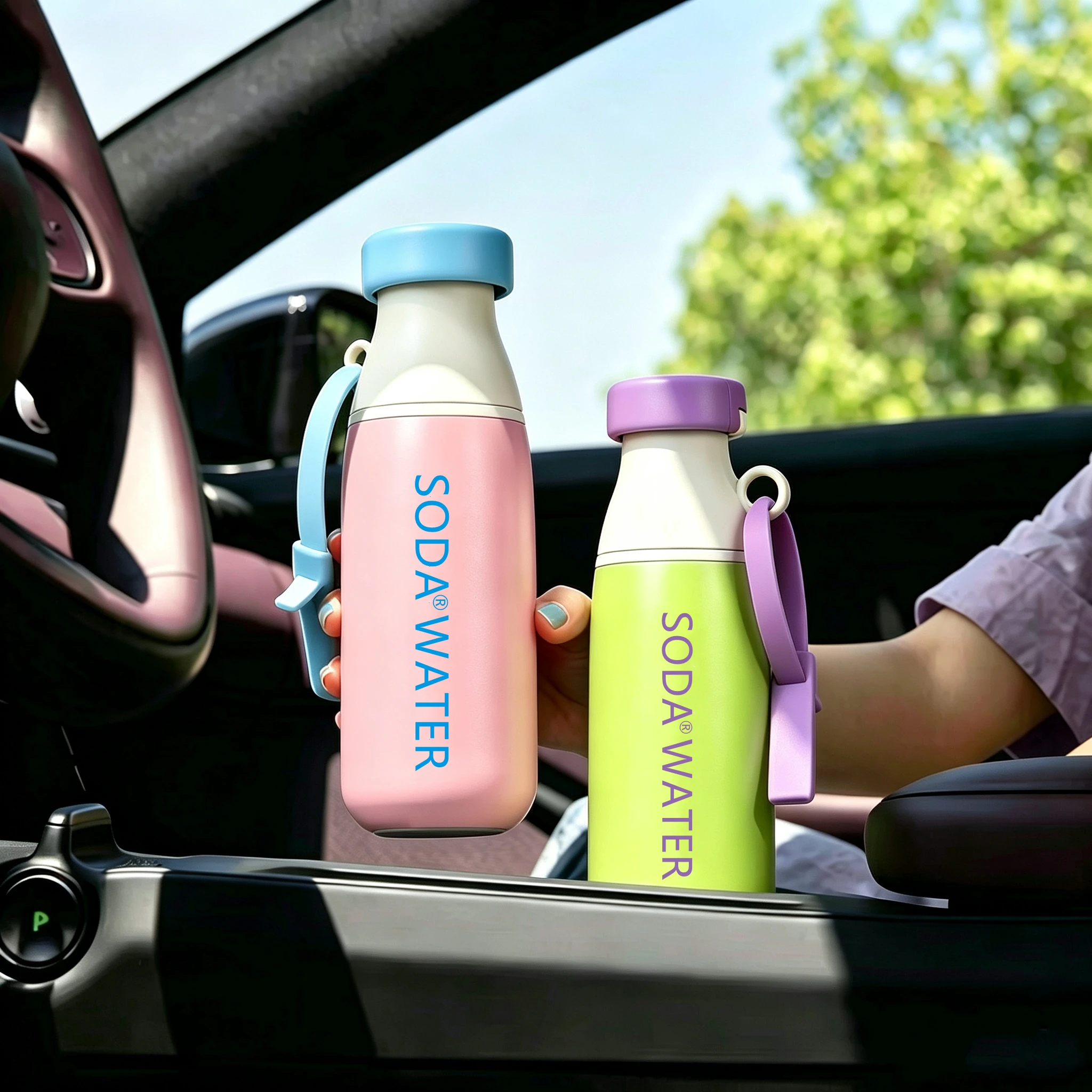 New SODAWATER Large Capacity Thermos Cup Double Drinking High Value Portable Straw Water Milk Bottle Outdoor Camping Office Gift