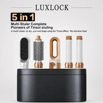 LUXLOCK 5-In-1 Hair Dryer Curling Iron Hot Air Comb Dyso Air Bag Hair Dryer Styling Tool…