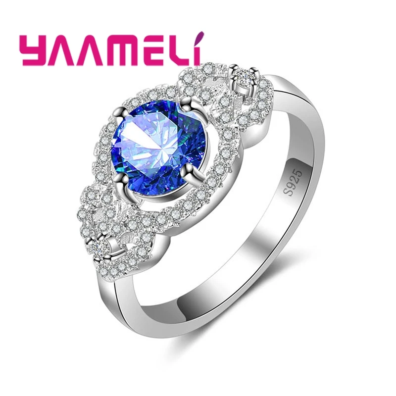 Multicolor Cute 925 Sterling Silver Ring Sweet Embellishment White Crystal Stone Arbor Day Anniversary Souvenirs Lady