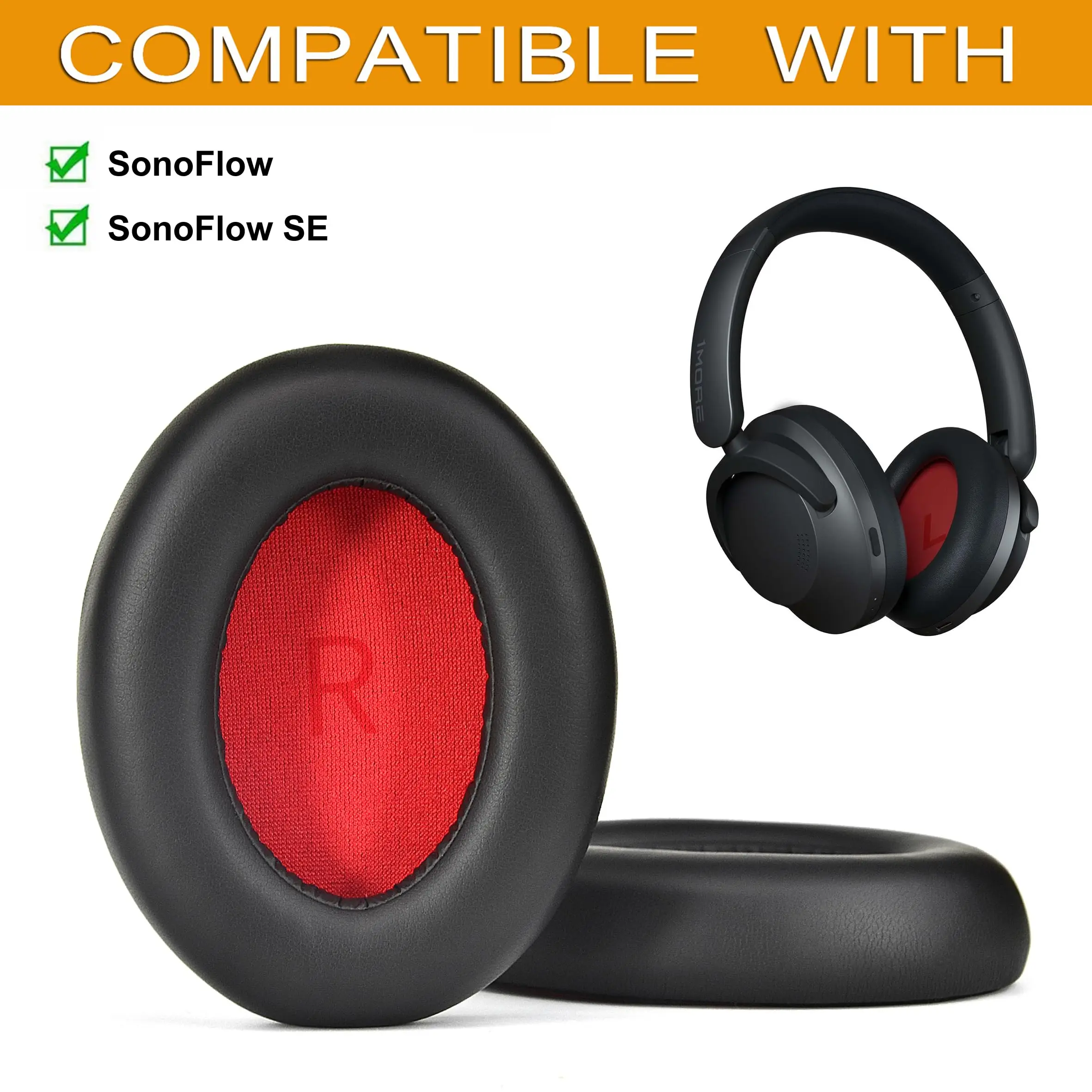 Replacement Earpads for 1MORE SonoFlow,SonoFlow SE Headphones,Durable Ear Cushion,Memory Foam Earpads