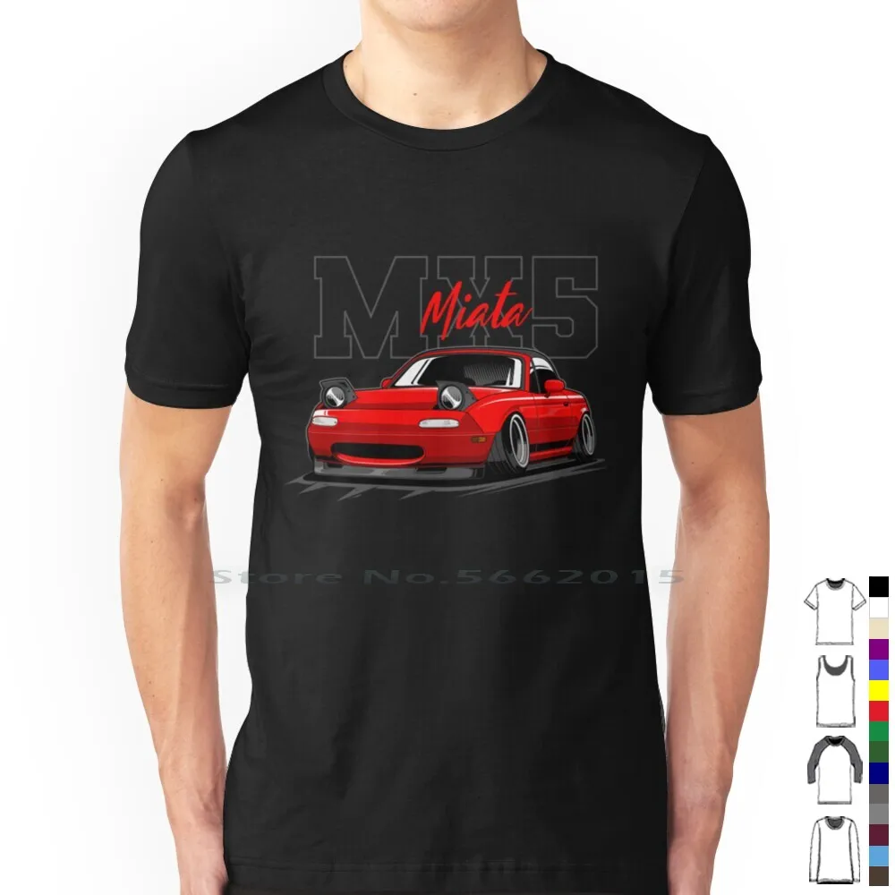 Red Miata Jdm Car T Shirt 100% Cotton Miata Jdm Japanese Gtr Drifting Synthwave Retrowave Mx5 Trd Stance Turbo Ae 86 Short Long