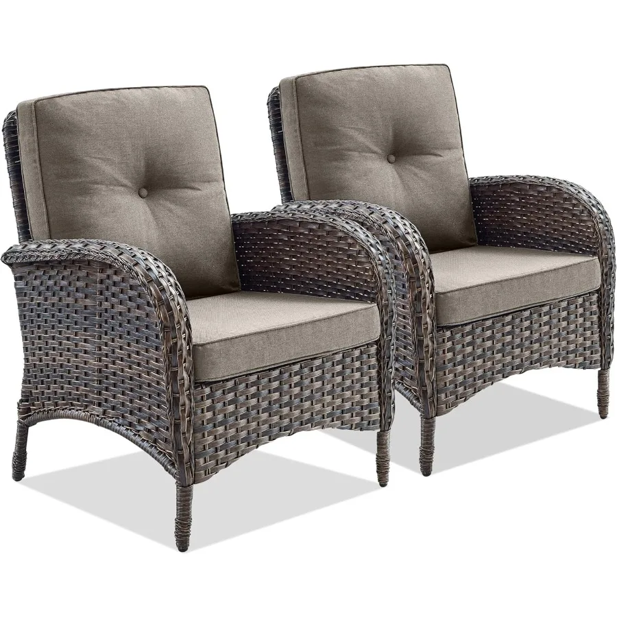 

Стул для патио-клуба, плетеные стулья, уличный стул с высокой спинкой, набор из 2 мебели для патио, сиденья из ротанга со съемной отделкой