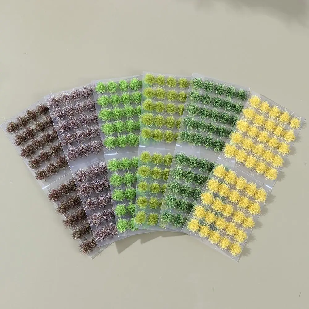 50Pcs/Box 5mm Artificial Grass Tufts Miniature Grass Bushes Plant Cluster Multi-terrain Simulation Model DIY Sand Table Scene