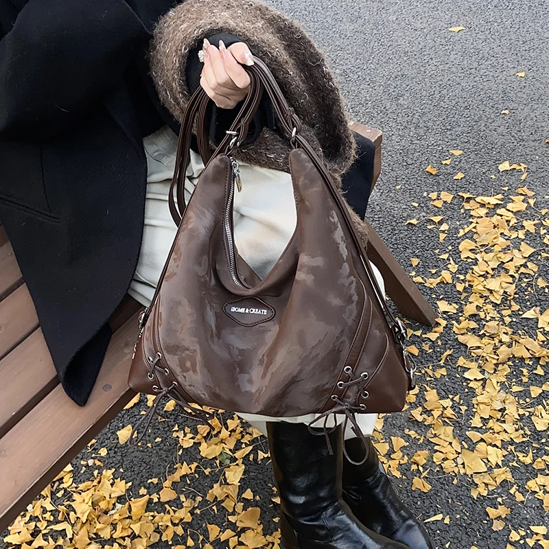 

Solid Style Diaper Bag For Women Leather Crossbody Bag Luxury Vintage Tote Minimalist Designer Large Capacity Stylish