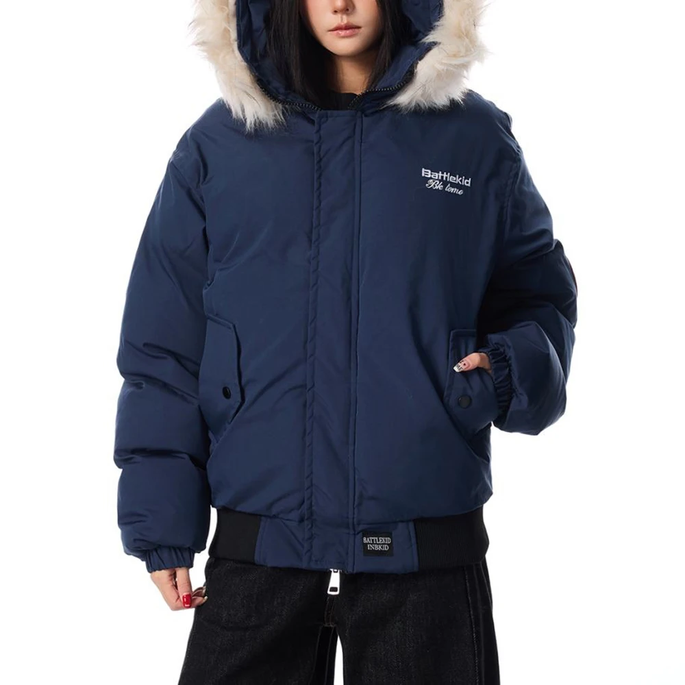 

2025 Winter New Men's Fur-Collar Hooded Cotton Jacket American Retro Fashion Trendy High Street Loose Casual Niche Men's Top