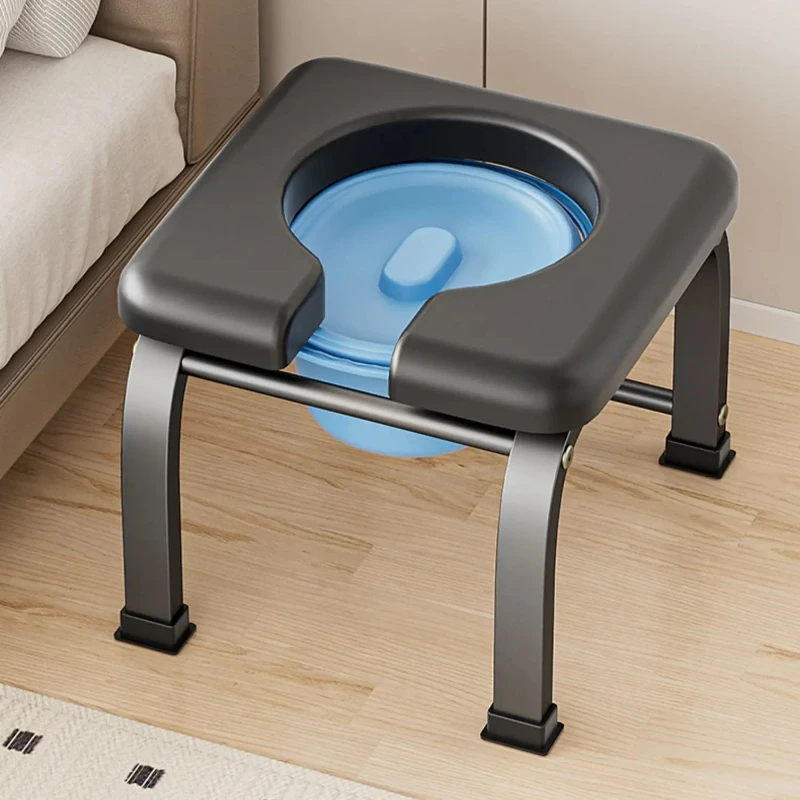Portable Commode Chair-Foldable Bedside Toilet for Elderly Adults Mobile Over Toilet Seat with Bucket Homecare Bariatric Commode
