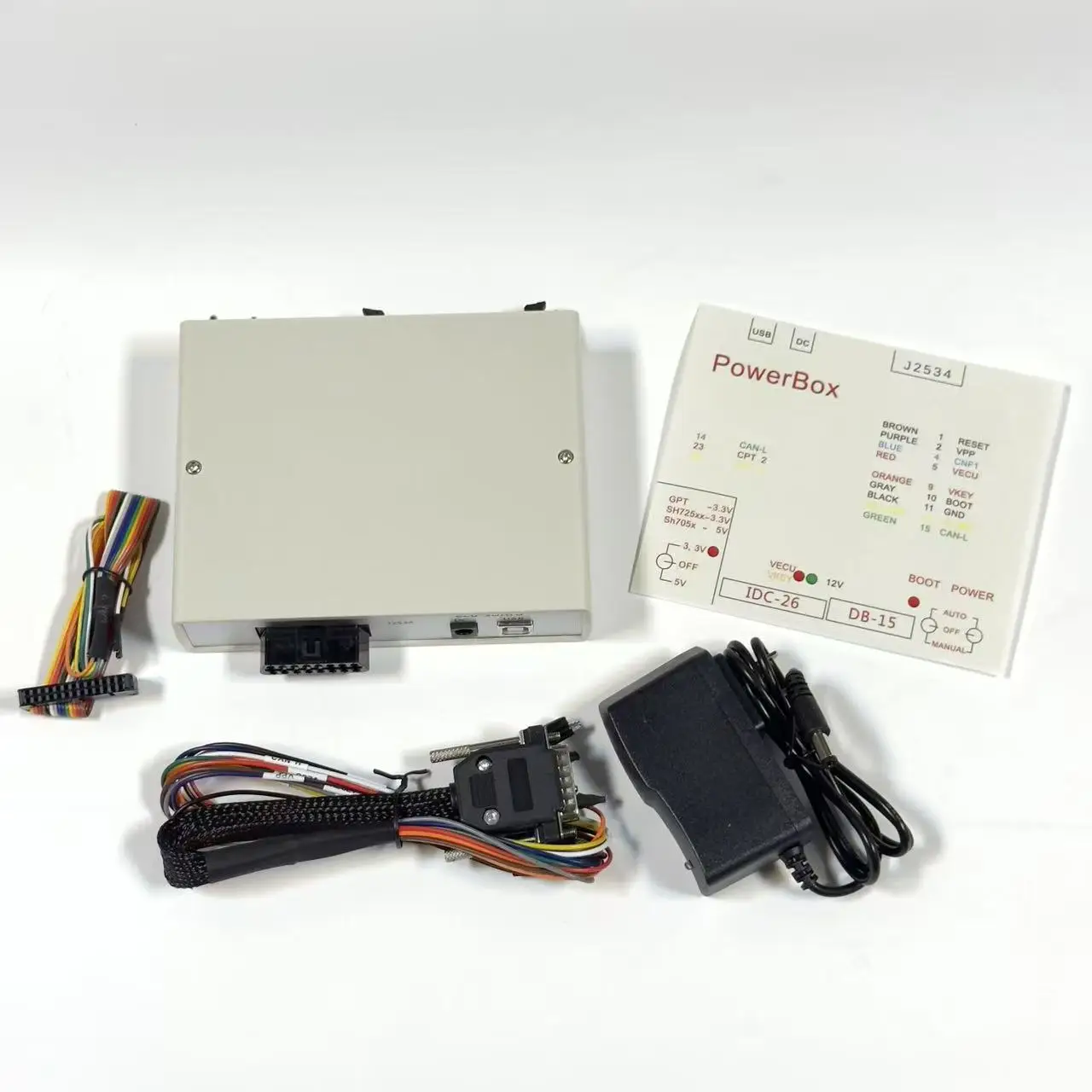 

Power Box ECU Programmer JTAG PowerBox for PCM Flash Via J2534 Work with Openport 2.0 Power Box Connectors Full Adapters