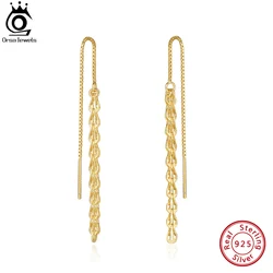 ORSA JEWELS 925 Sterling Silver Dangle Long Phoenix Earrings for Women Simple Chain Earings Party Jewelry Gifts SE399