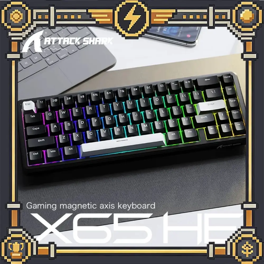 ATTACK SHARK X65 HE Magnetic Switch Keyboard Wired Gaming Rapid Trigger RGB 0.01mm RT Accuracy 8Khz 60% Mechanical Keyboard Gift