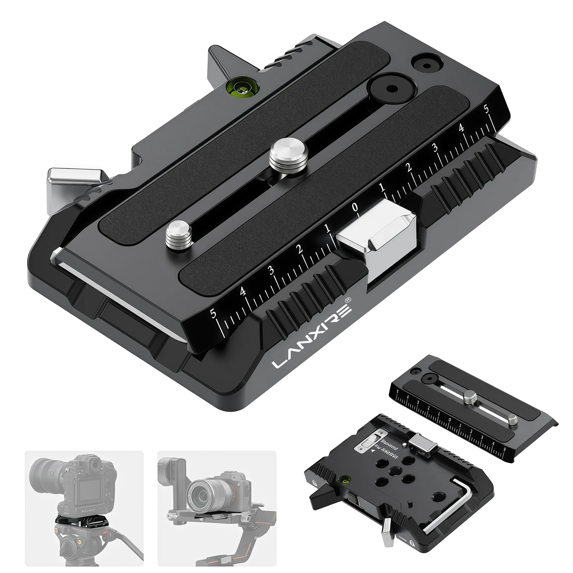 Lanxire Placa de Liberação Rápida 120mm e Kit Grampo para Manfrotto 501 502 DJI Gimbals, Suporte QR para Câmera