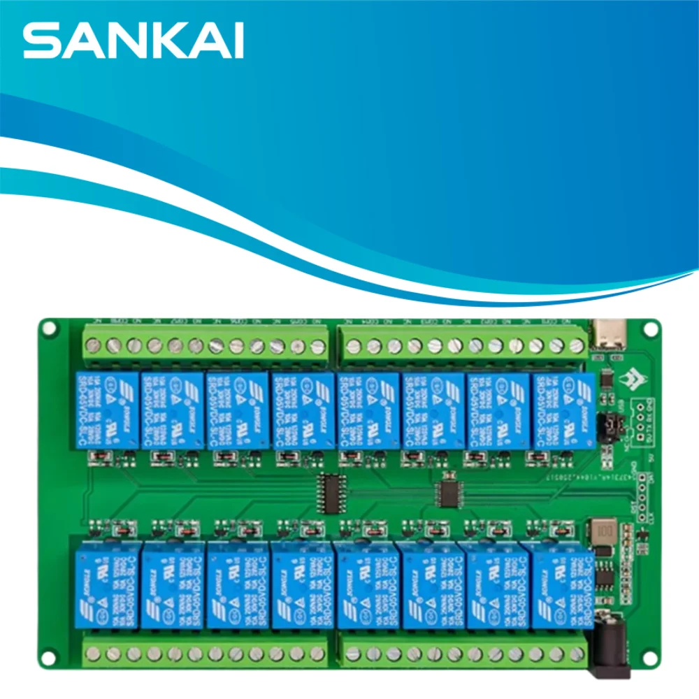 16-Channel USB Relay Controller LCUS-16, PC Serial Port Switching, Modbus Compatible