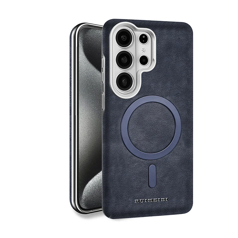 Elegant Premium Magnetic Leather Case Vintage Cover Plating Frame for Samsung Galaxy S26 Ultra S25 plus S24 - Luxury Cover
