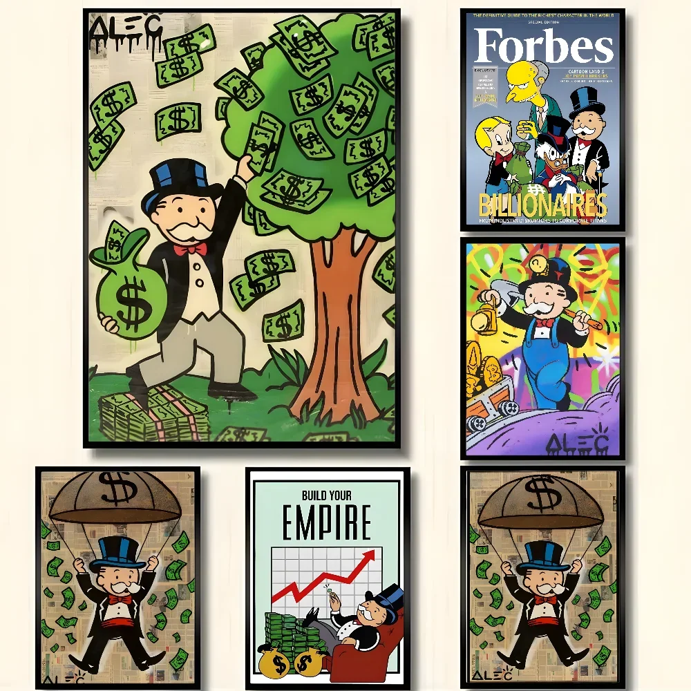 Monopoly Millionaire dinero lienzo cartel decorativo arte HD pared adhesiva impermeable hogar sala de estar dormitorio decoración estética