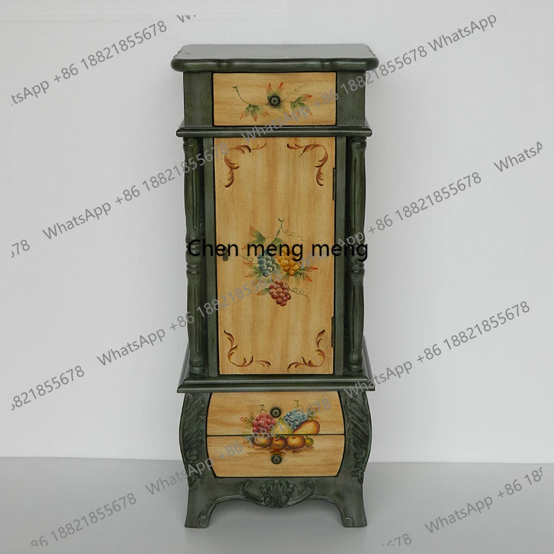 

American porch cabinet small apartment foyer decorative cabinet high porch rack retro painted sofa side cabinet