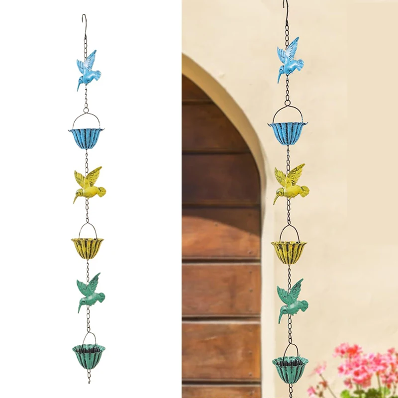 Rain Chain, Hummingbird Rain Chains For Outside, Metal Rain Chain Bell, Decorative Rain Catcher Chain Replacement Downspout