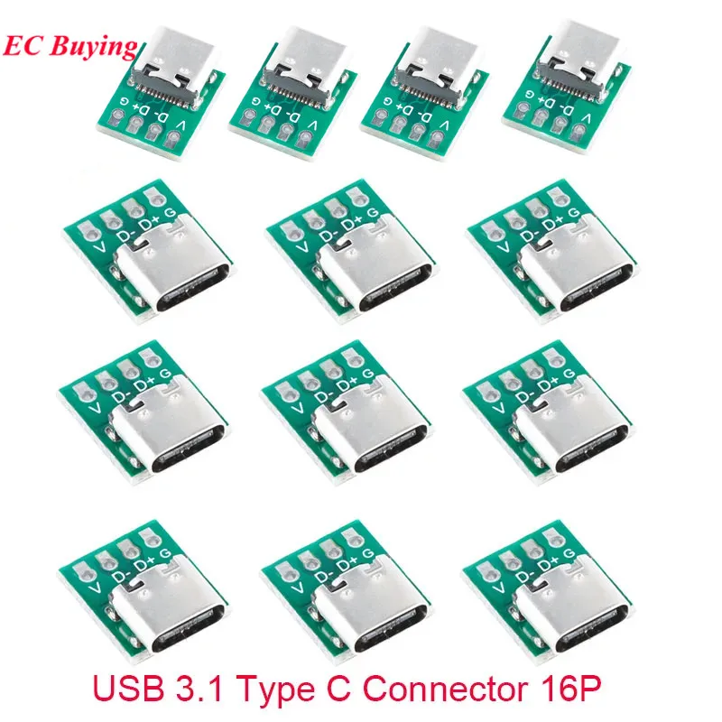 50 قطعة/1 قطعة USB 3.1 نوع C موصل 16 دبوس اختبار لوحة دارات مطبوعة محول USB3.1 16P مقبس توصيل لنقل كابل سلك كابل خط البيانات #1