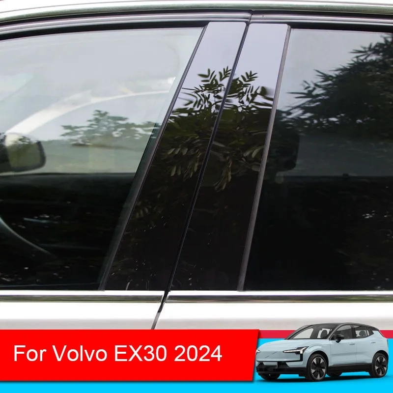 

6PCS Car Window Center Pillar Sticker PVC Protect Trim Anti-Scratch Film For VOLVO EX30 2024 2025 External Auto Accessory