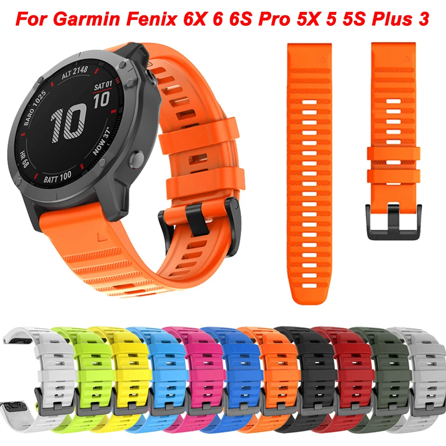 

26 22 20 мм ремешок для часов Garmin Fenix 6X 6 Pro 7X 7 7S 8 47 мм 51 мм E силиконовый браслет Fenix Epix Pro 5S 5 Plus браслет