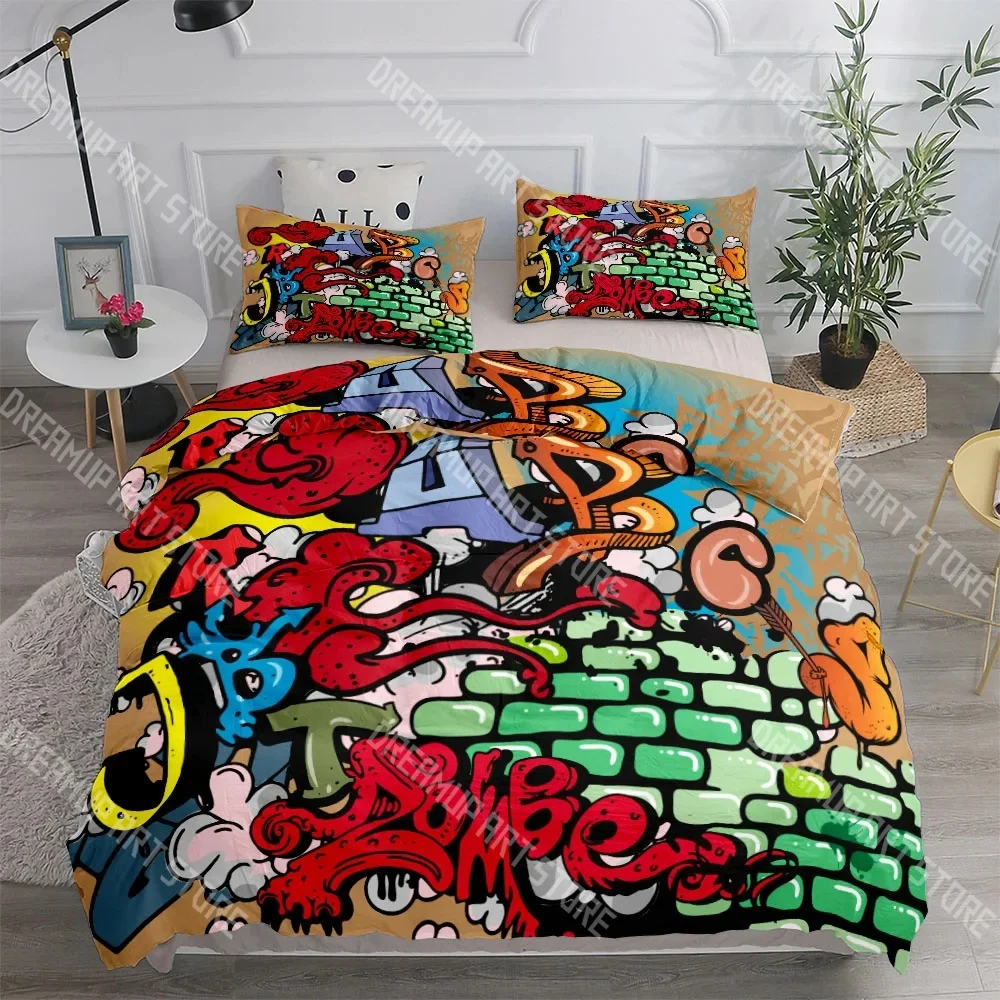 Fashion New York Suburbs Graffiti Art Bedding Set Single Twin Full Queen King Size Bed Set Kids Bedroom Duvetcover Sets Bed