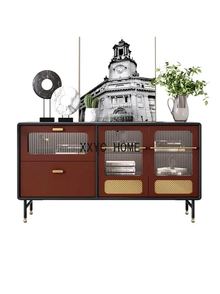 

Italian Sideboard Cabinet Light Luxury Tea Cabinet Living Room High-End Wall Locker Glass Entrance Cabinet