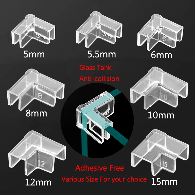 4pcs 5/6/8/10/12/15mm Plastic Anti-collision Fish Tank Corner Protector Adhesive Free Protective Cover Aquarium Accessories