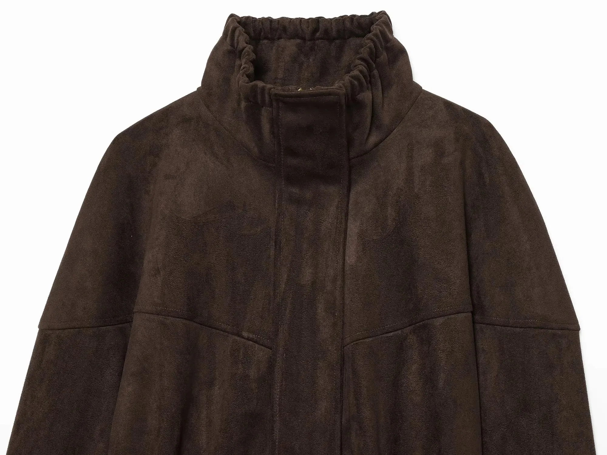 Damen 2026 Herbst Winter Retro Elegante Jacke Damen Kunstwildleder Lässiger Schicker Reißverschluss-Mantel Trendiger Streetwear-Pendlermantel Brauner Damenmantel – Detail 9