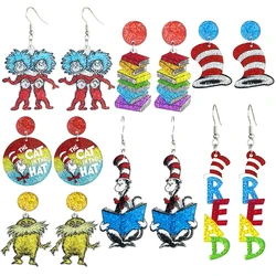 New Teacher Earrings Reading Atmosphere Shiny Bright Cute Teacher Student Colorful Books Shining Acrylic Earrings School Earring