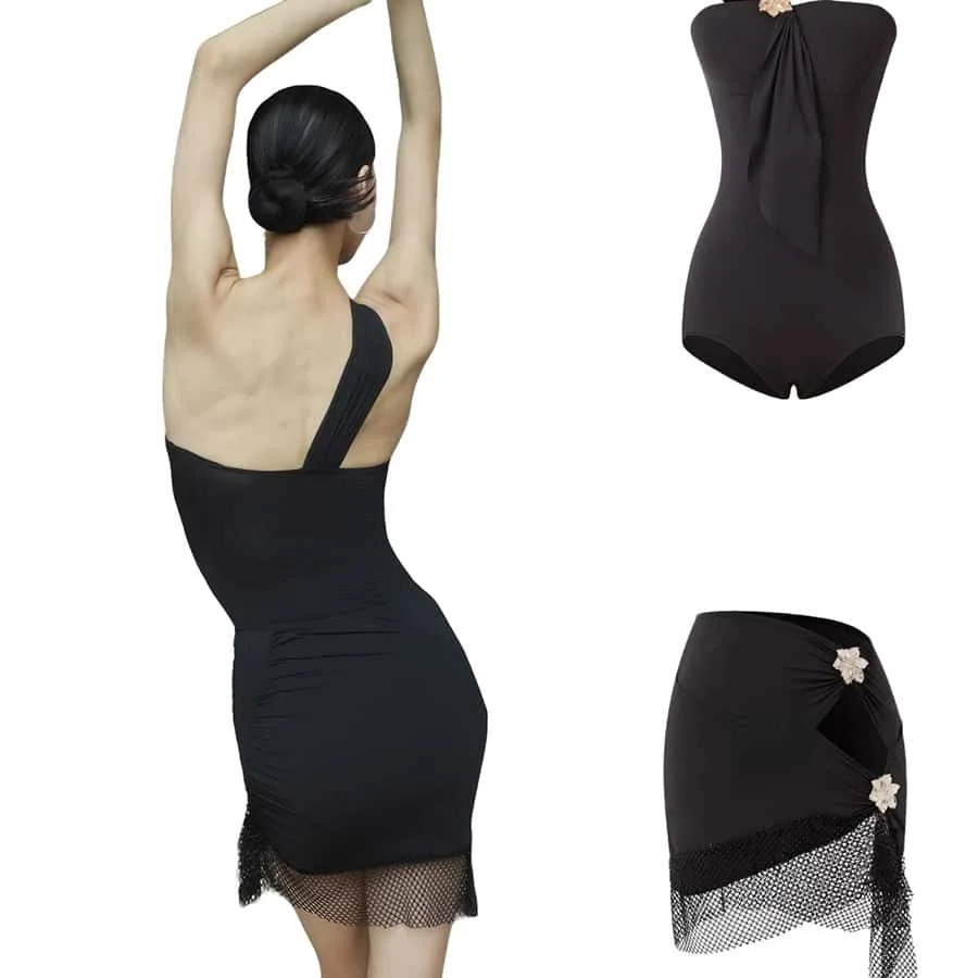 Women Latin Dance Skirt Adult Female Tango Cha Cha Latin Dance Professional Practice Skirt Sexy Three Layer Tassel V Half Skirt