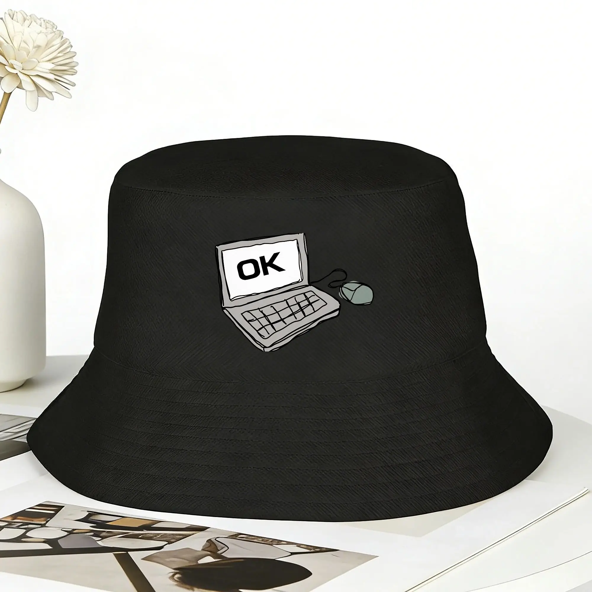 OK COMPUTER Bucket Hat For Couple  Fisherman Hats Korean Fishing Caps Portable Outdoor Design Visor Hats
