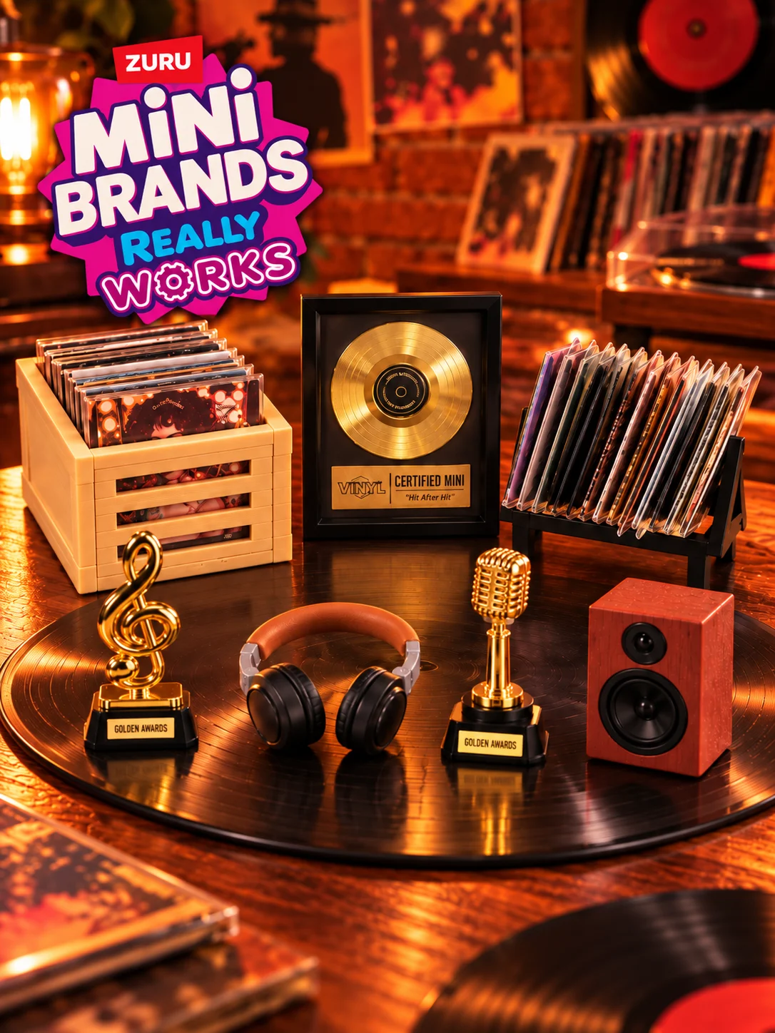 Zuru Mini Marken-Vinyl-Schallplatten-Sammlung Blindbox-Spielzeug Goldene Schallplatte für Sammler