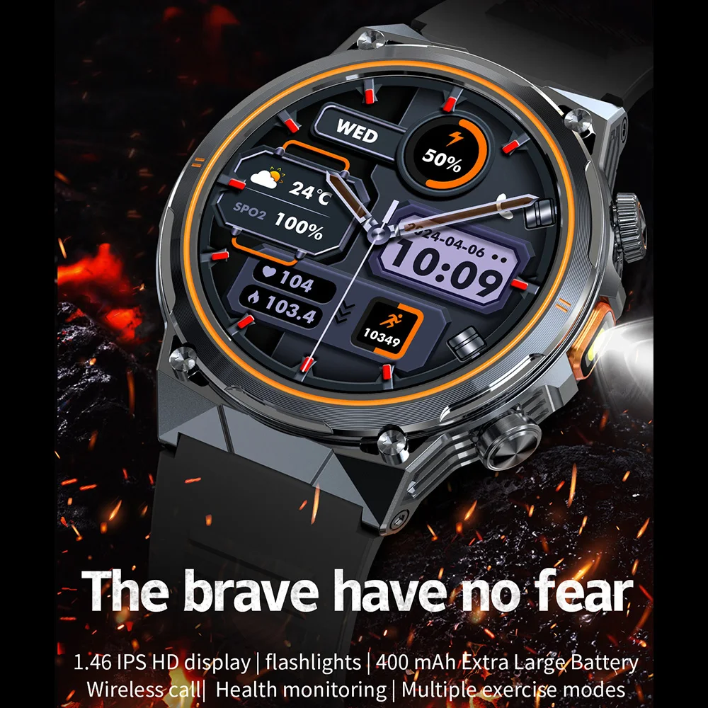 AK81 Smart Watch Men Bluetooth Call Smartwatches Electronic Wristwatch Smartband with Flashlight Wrist Watches Fitness Bracelet