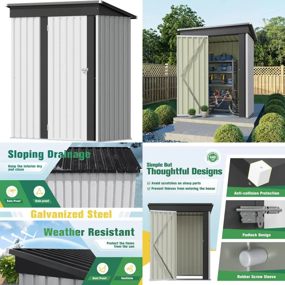 

Водонепроницаемый металлический навес для хранения на открытом воздухе с запираемой дверью — навес для инструментов для заднего двора и патио в саду