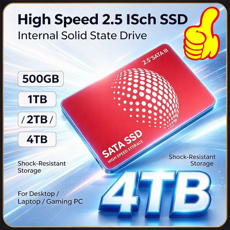 2.5 Inch SATA III SSD 4TB Internal Solid State Drive High Speed Large Storage for Desktop Laptop PC, 500GB 1TB 2TB Optional