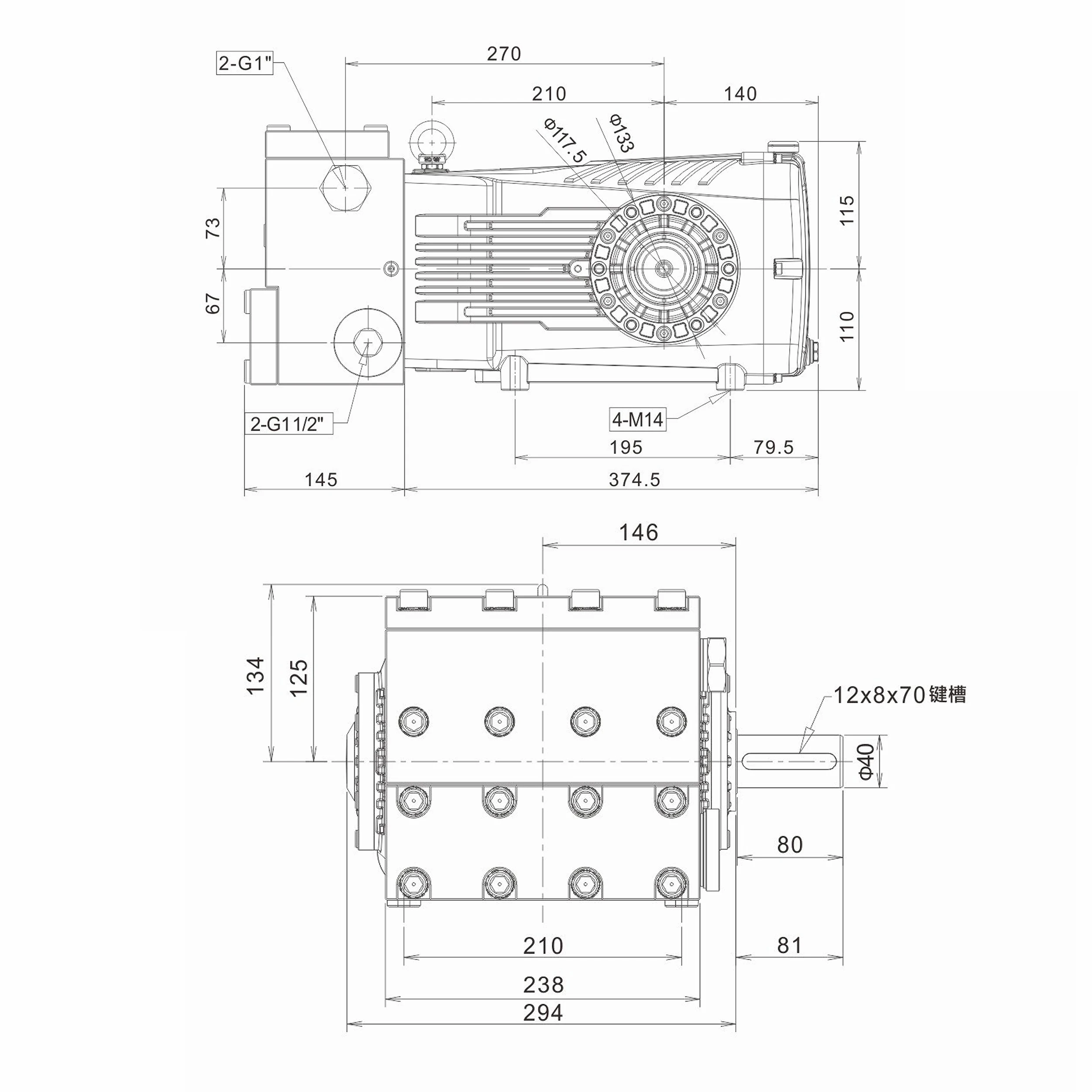 Ultra High-Pressure 96LPM to 120LPM Triplex Plunger Water Pump Stainless Steel Industrial Clean Water Piston Pump