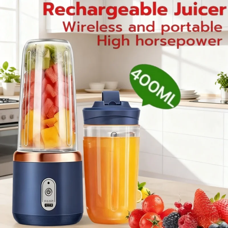 كوب مزدوج متعدد الوظائف خلاط محمول 400 مللي عصارة فواكه كهربائية كوب لصنع العصائر الفواكه المنزلية أداة عصارة قابلة للشحن عبر USB #1