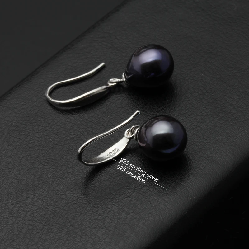 Real Freshwater Gray Pearl Earrings For Women,wedding 925 Silver Black Natural Pearl Earring Girl Birthday Gift