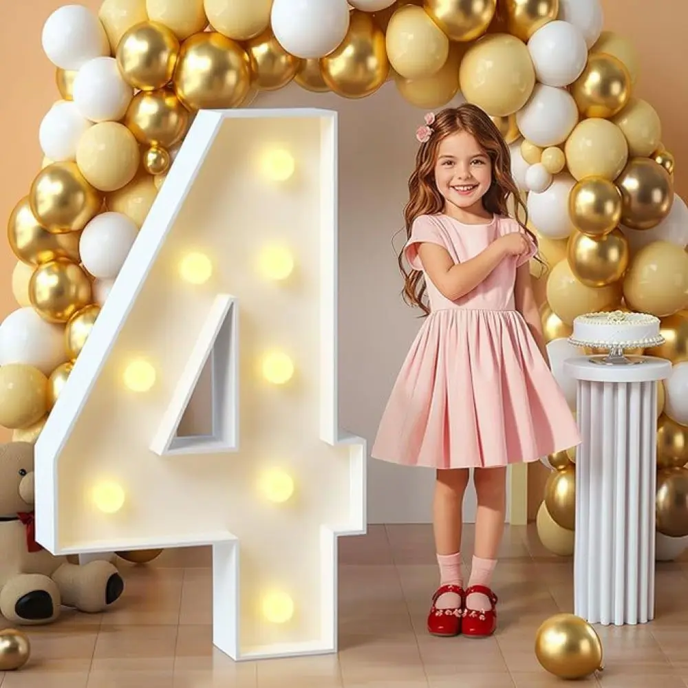 Warm White LED Number Light Sign Standing Marquee KT Board For Birthday Party Graduation Engagement Festival Decor