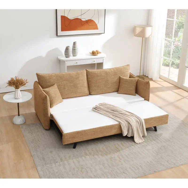 

Диван Мокко из синели с двумя подушками, конвертируемый в диван-кровать