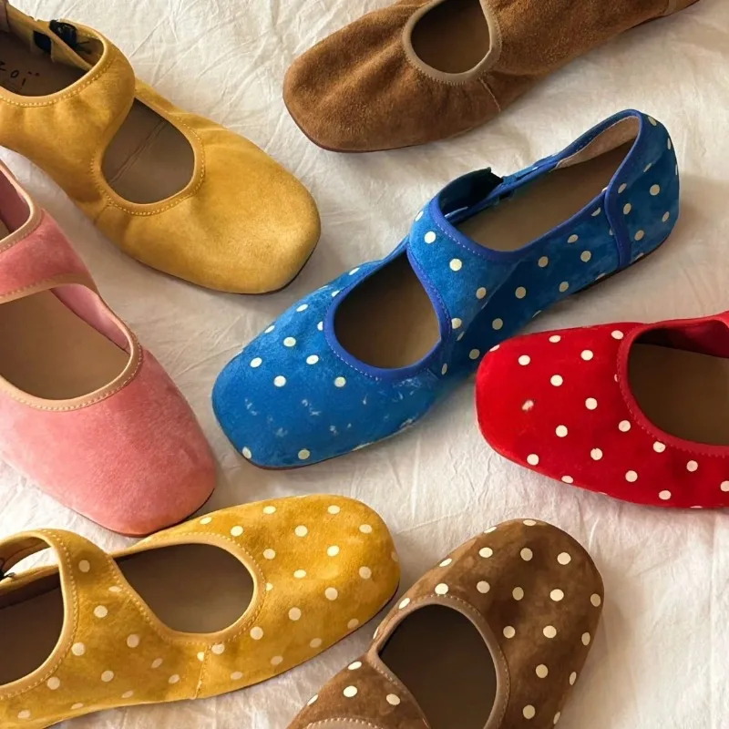 chaussures-mary-janes-a-pois-pour-femmes-ballerines-rouges-elegantes-a-bout-carre-en-cuir-mocassins-souples-confortables-avec-sangle-a-boucle-pour-dames