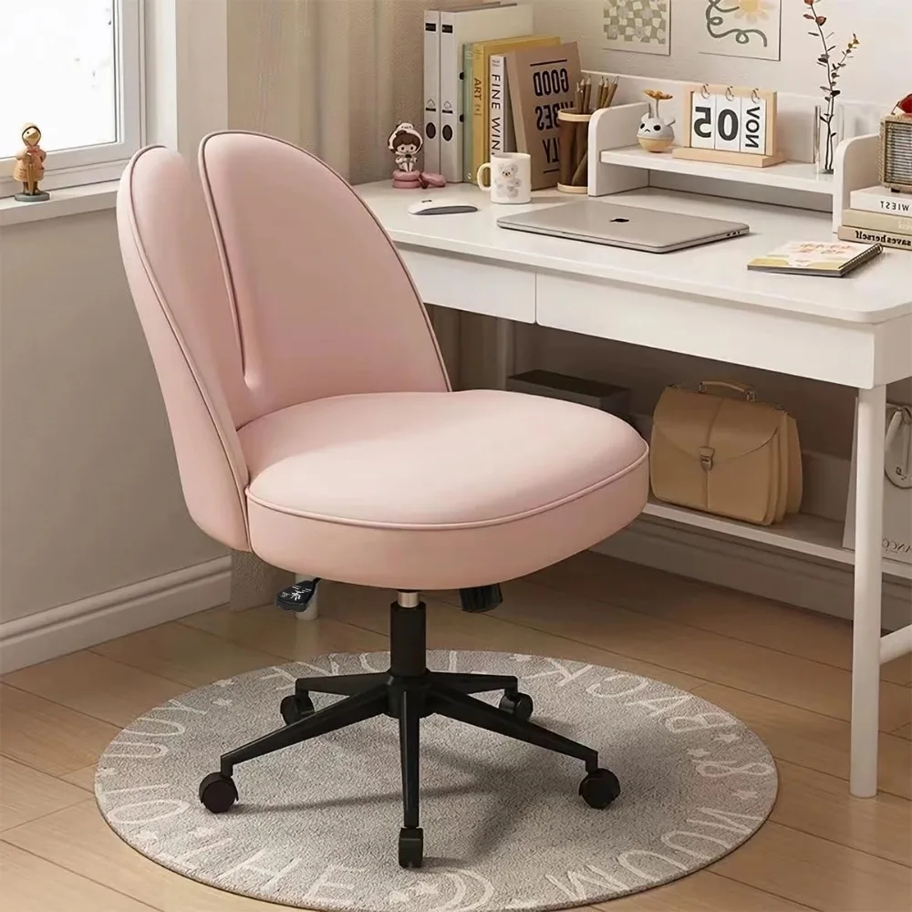 

Cute Office Chair Armless Desk Chair with Wheels Comfy Vanity Chairs Swivel Computer Task Chair Height Adjustable Makeup