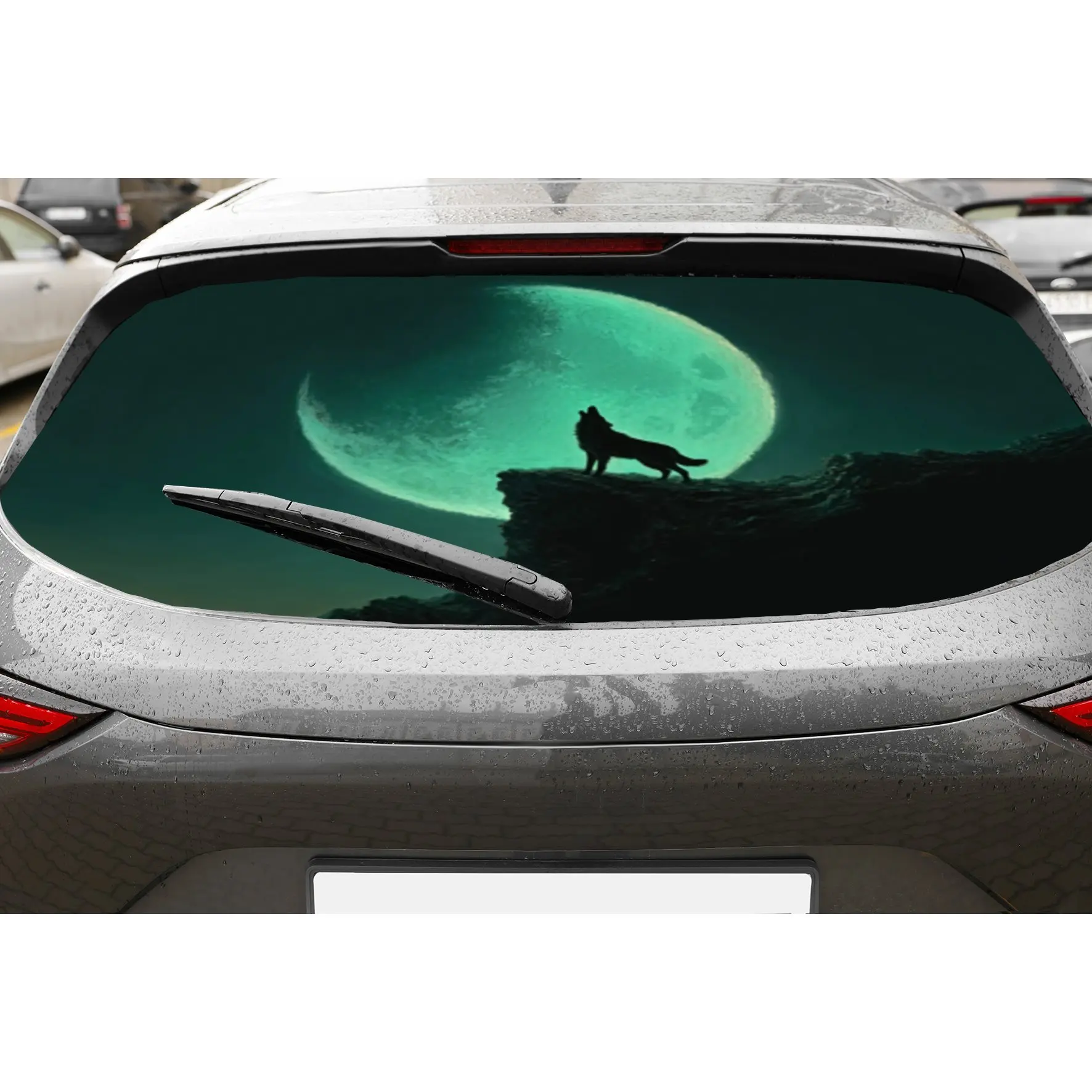 

Волк на скале, самоклеящаяся водонепроницаемая наклейка на заднее окно автомобиля из ПВХ, легко наклеивается, не падает, водонепроницаемая.