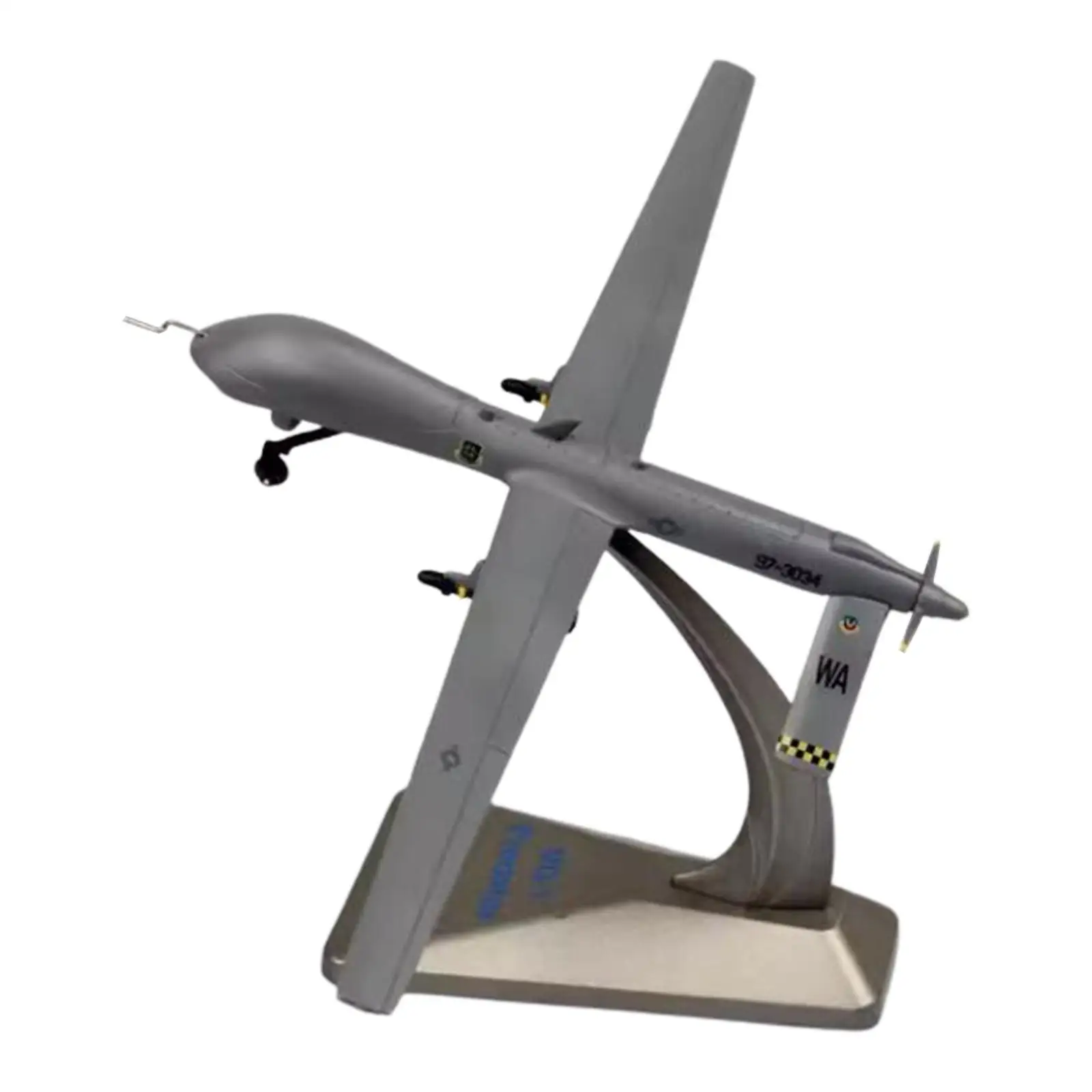 Alloy 1/72 MQ-1 Airplane Diecast Model Desktop Decor Collection with Display Stand for Bedroom Living Room Bookshelf Bar Home