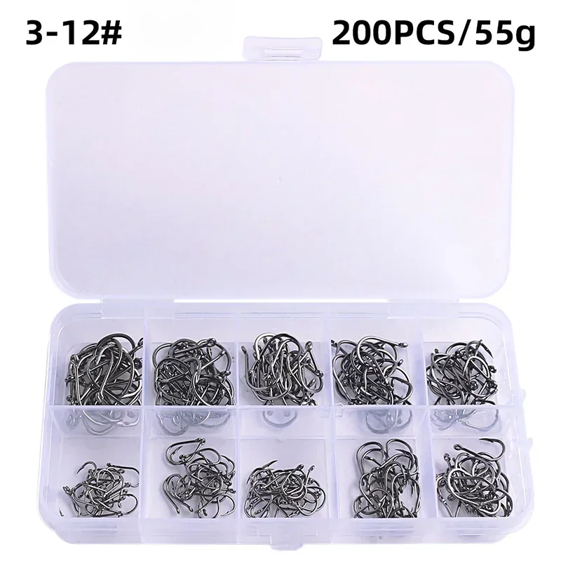 50-1600 stks/doos Vishaken Koolstofstaal Sterke Scherpe Zilveren Cirkel Vishaak 3 # -12 # Jig Prikkeldraad Pesca Draagbaar kunstaasgerei