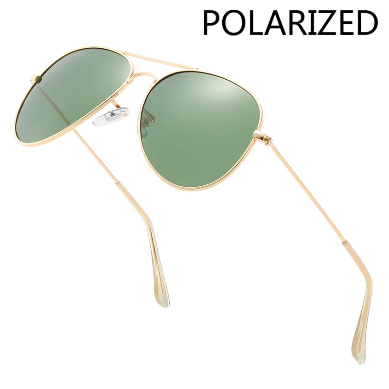 Polarisierte Metall-Doppelsteg-Sonnenbrille für Damen und Herren – Hochwertige Luxus-Pilotenbrille für Autofahren und Partys